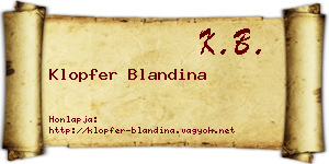 Klopfer Blandina névjegykártya